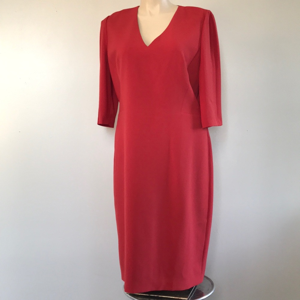 Lafayette 148 Red Rock Midi Dress Sz 18